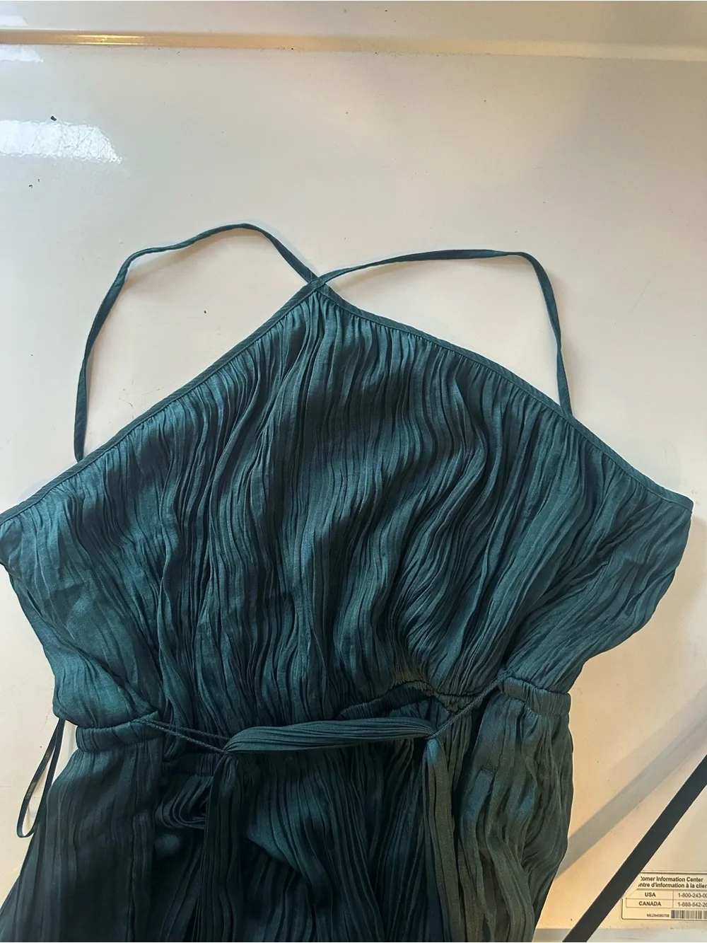 Banana Republic Dark Green Pleated Halter Jumpsuit - Picture 5 of 9